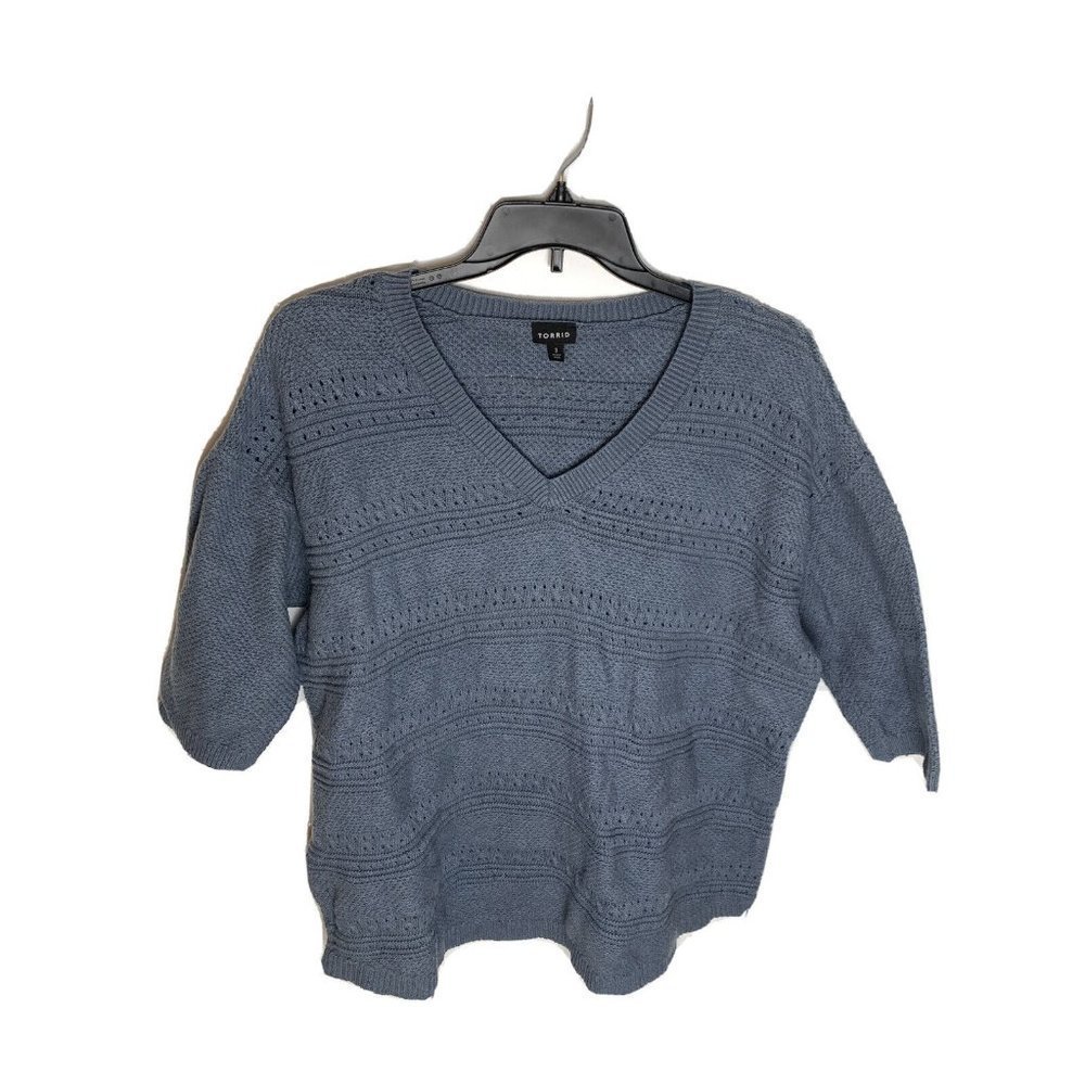 Torrid DUSTY BLUE POINTELLE SWEATER Size 3 11608341